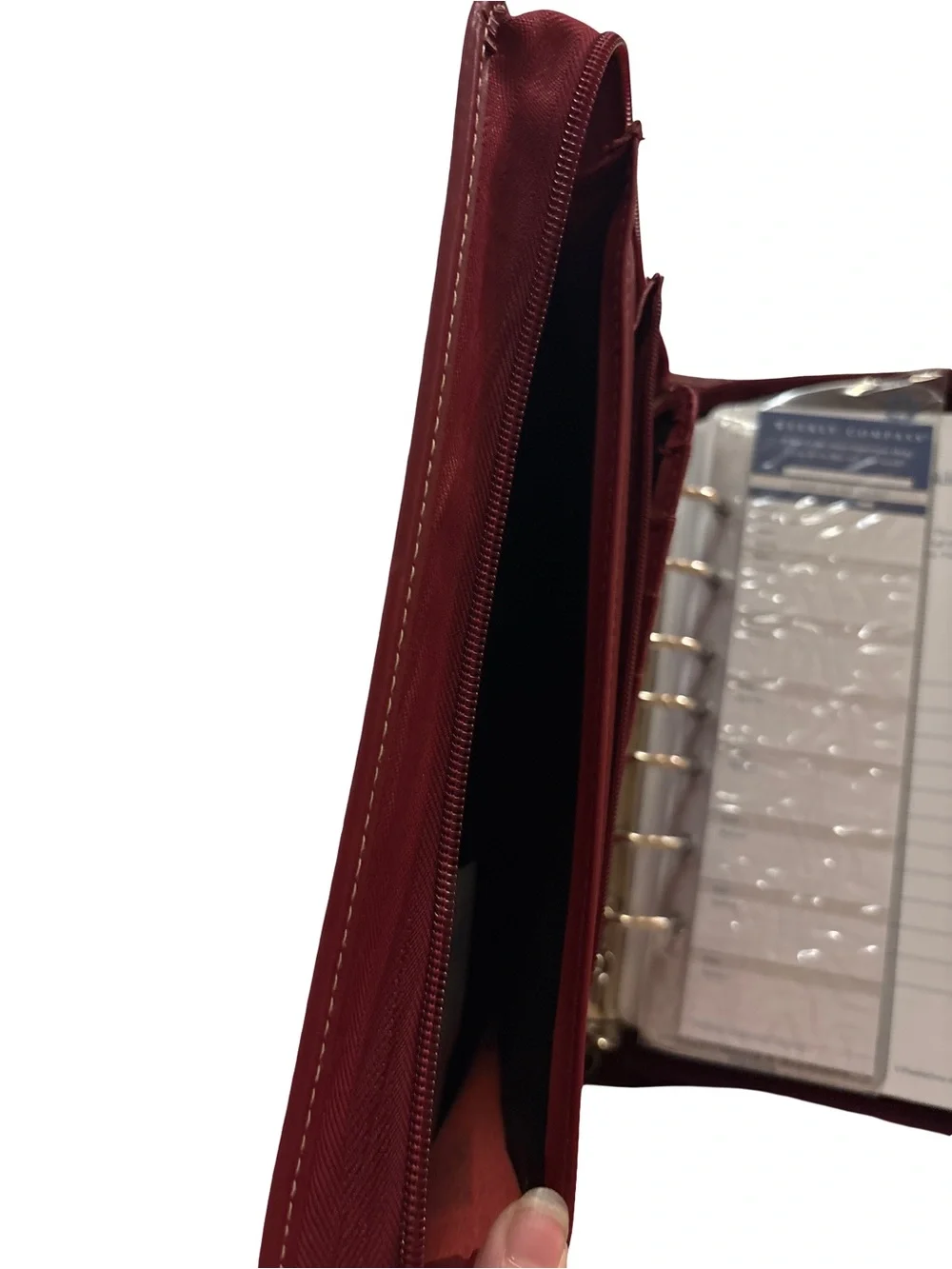 Vintage Franklin Covey Burgundy Leather 7-Ring Zip Planner Organizer Never Used